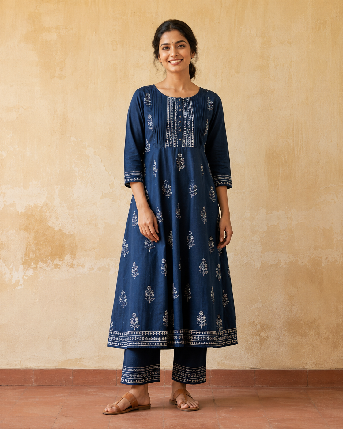Indigo Pintuck Kurti